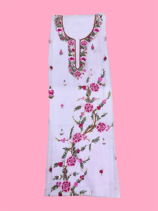 White Floral Embroidered Kurti (2.5 Meter)