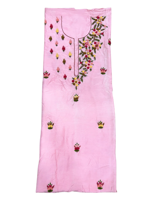Pink Multicolored Floral Embroidered Kurti (2.5 Meter)