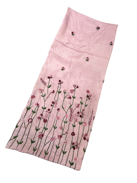 Coral Pink Embroidered Tunic - Floral Border Design Kurti (2.5 Meter)