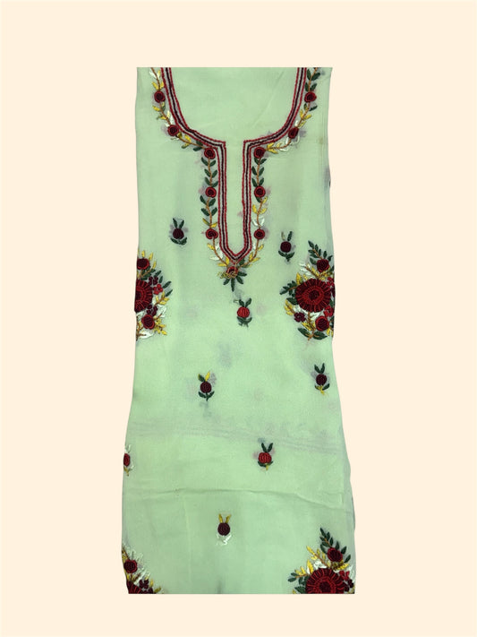 Mint Green Rose Embroidered Kurti (2.5 Meter)
