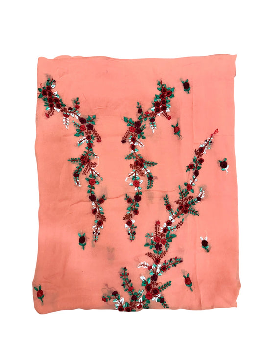Coral Vine Embroidered Georjatt Kurti (2.5 Meter)