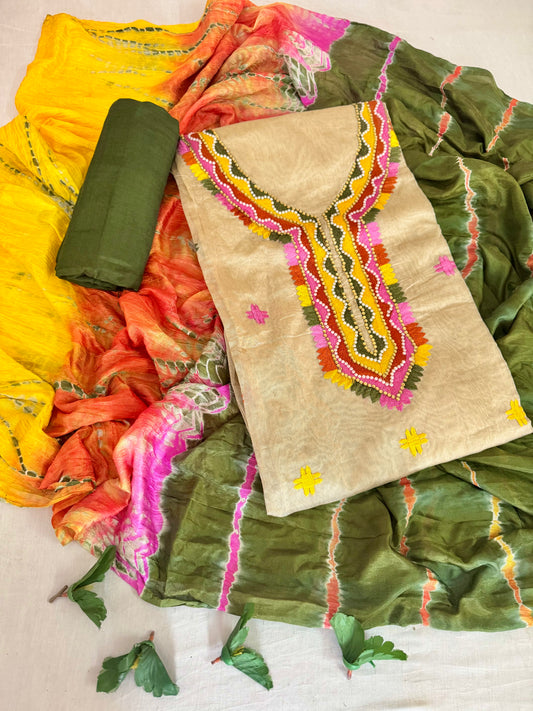 Zara Tie and Dye Dupatta With handwork suit