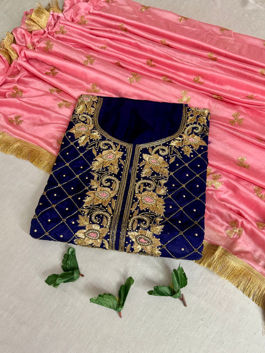 Handworked Silk Suit Set with Dupatta - Karwa Chauth Special