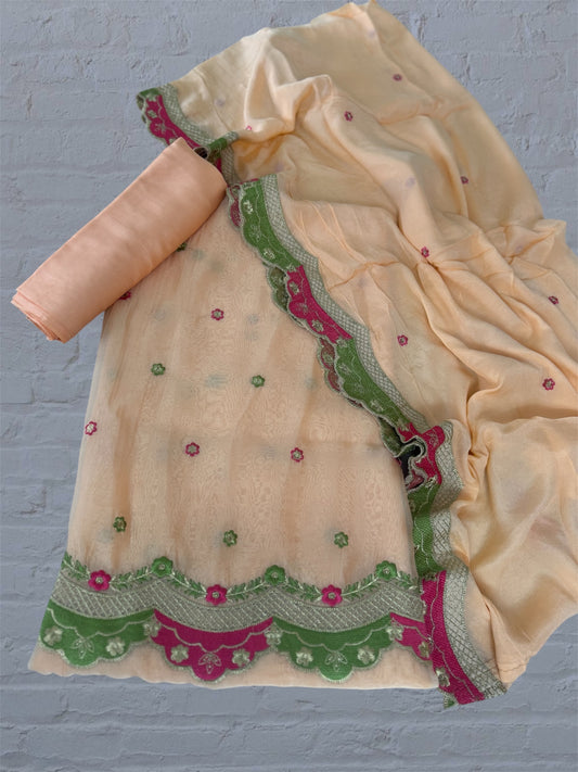 Karwa Chauth Special Organza Suit with Handwork & Cutwork Dupatta