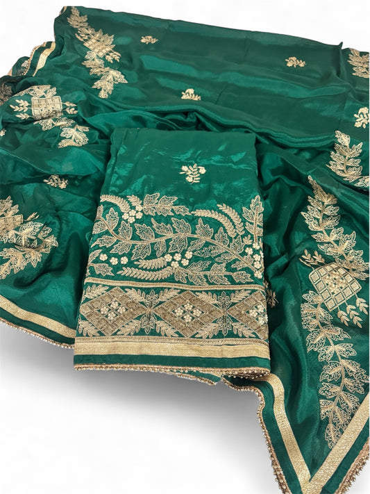 Karwa Chauth Special Green Embroidered Suit Set