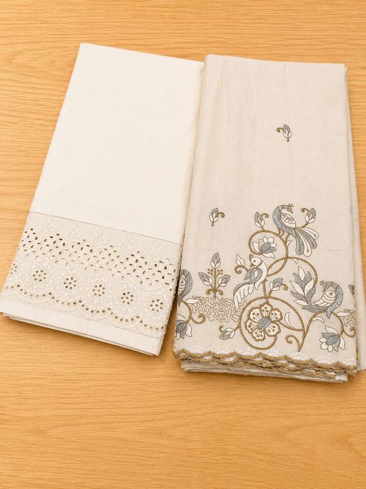 Cotton creamy off white suit