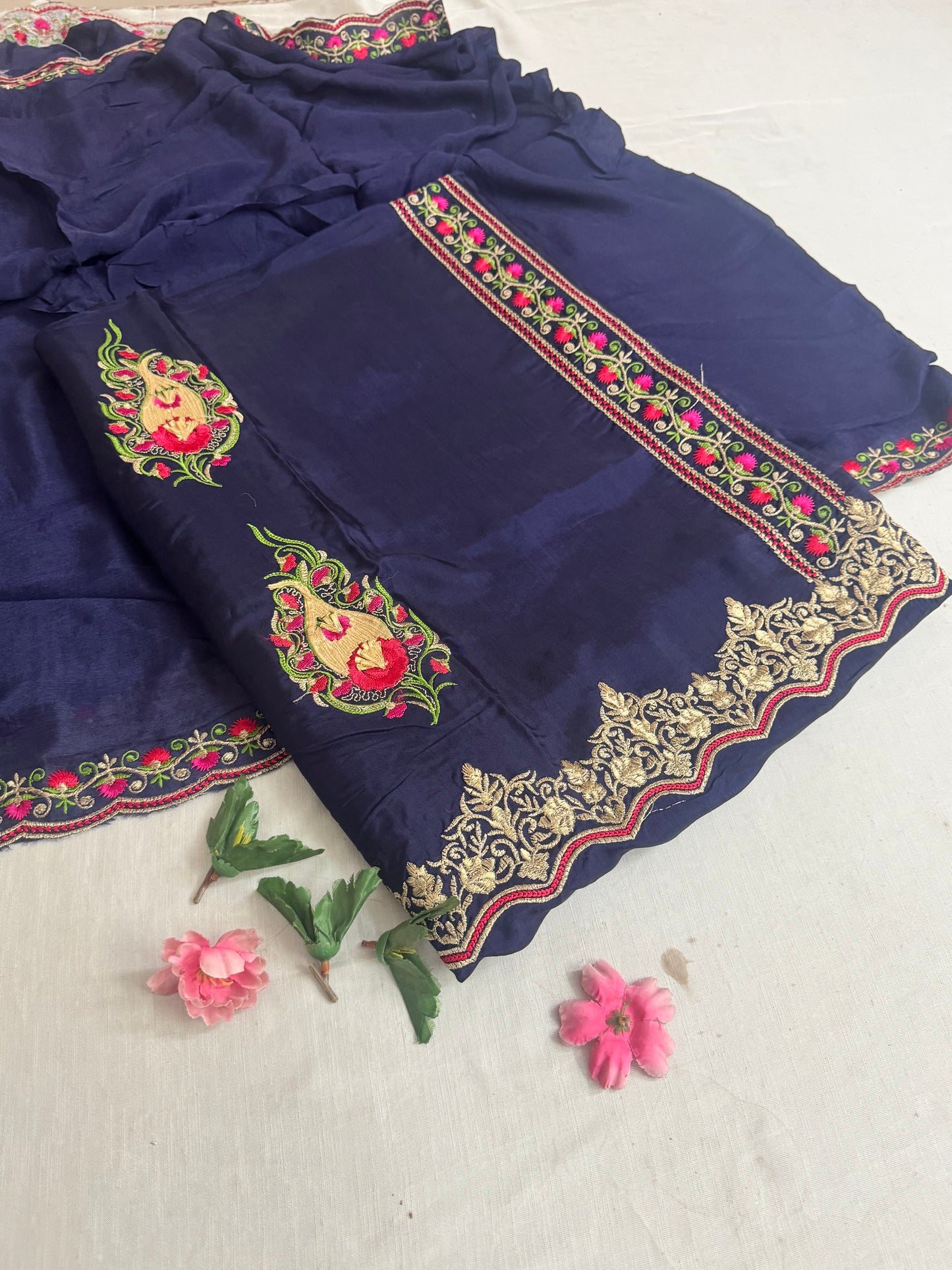 Exquisite Silk Suit Set with Handwork Dupatta - 4 Variants