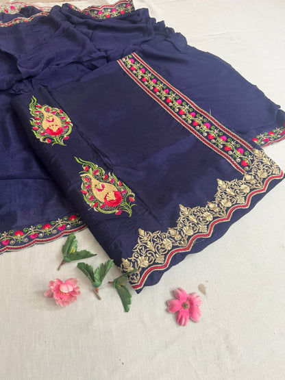 Exquisite Silk Suit Set with Handwork Dupatta - 4 Variants