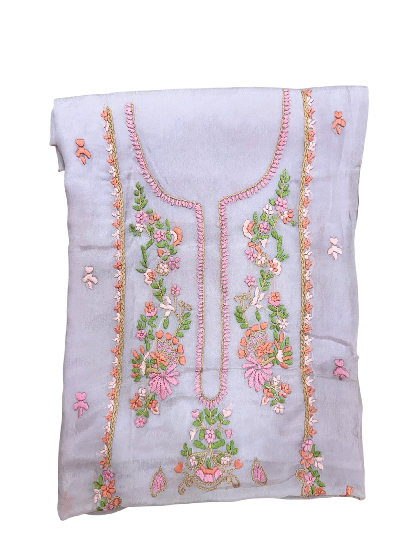 Lavender Floral Embroidered Crepe Kurti (2.5 Meter)