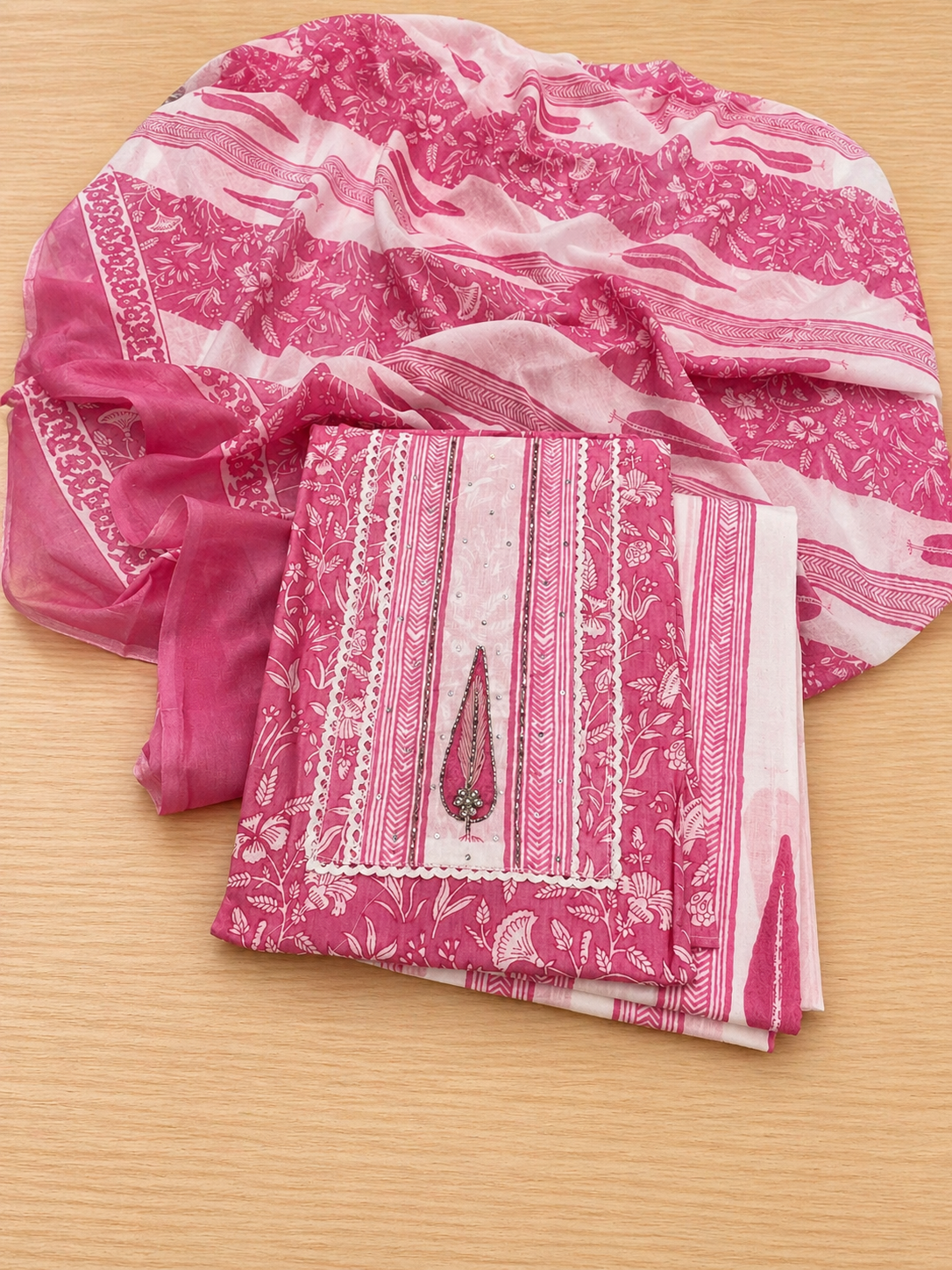 Leaf Print Cotton Suit