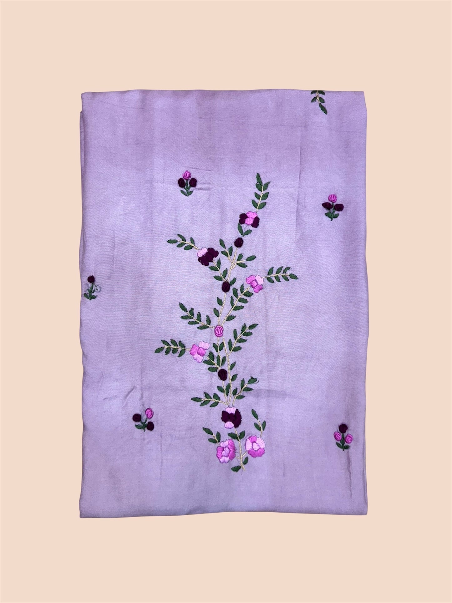 Purple Floral Branch Embroidered Kurti (2.5 Meter)