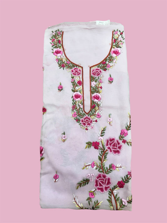 White Floral Embroidered Kurti (2.5 Meter)