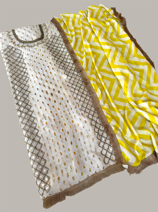 Mirror Work White Suit set