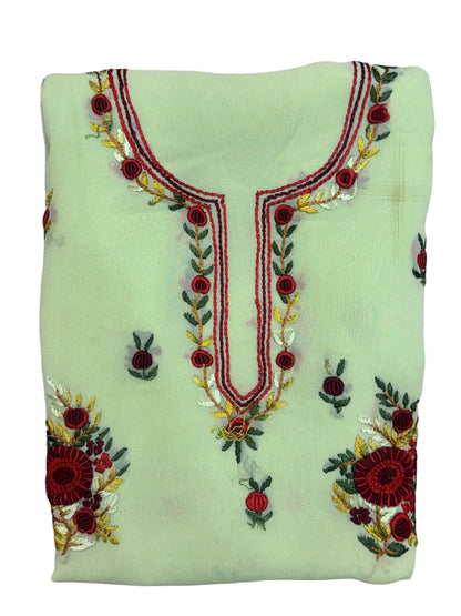 Mint Green Rose Embroidered Kurti (2.5 Meter)