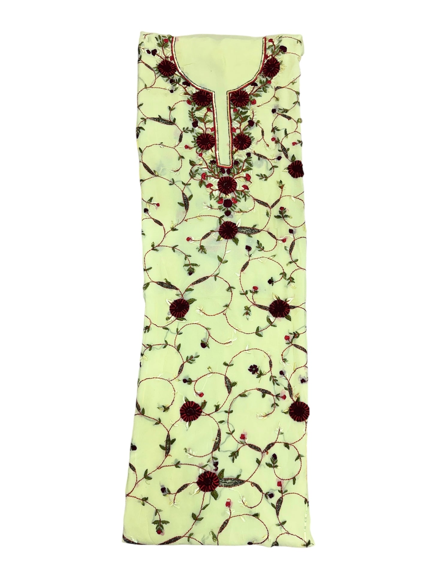 Light Green Floral Vine Embroidered Kurti (2.5 Meter)