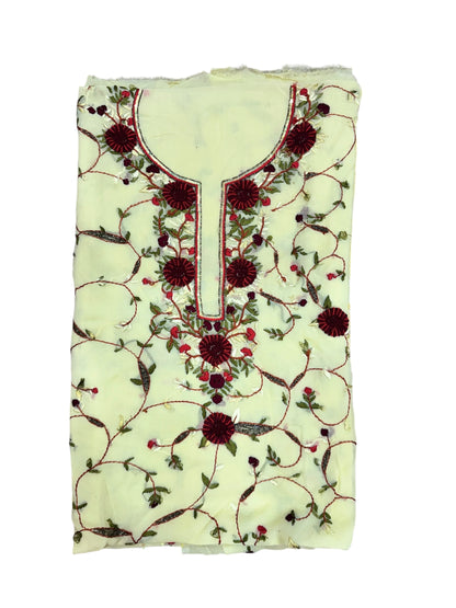 Light Green Floral Vine Embroidered Kurti (2.5 Meter)