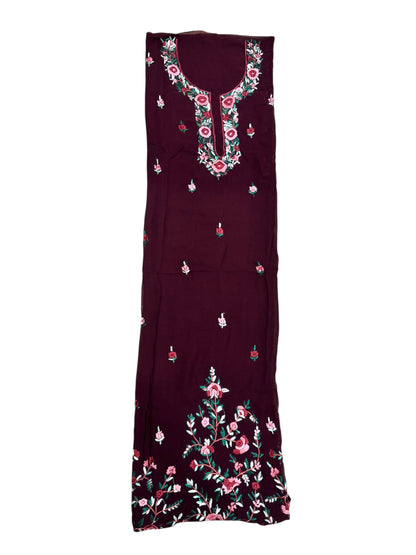 Burgundy Rose Embroidered Georjatt Kurti (2.5 Meter)