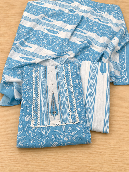 Leaf Print Cotton Suit