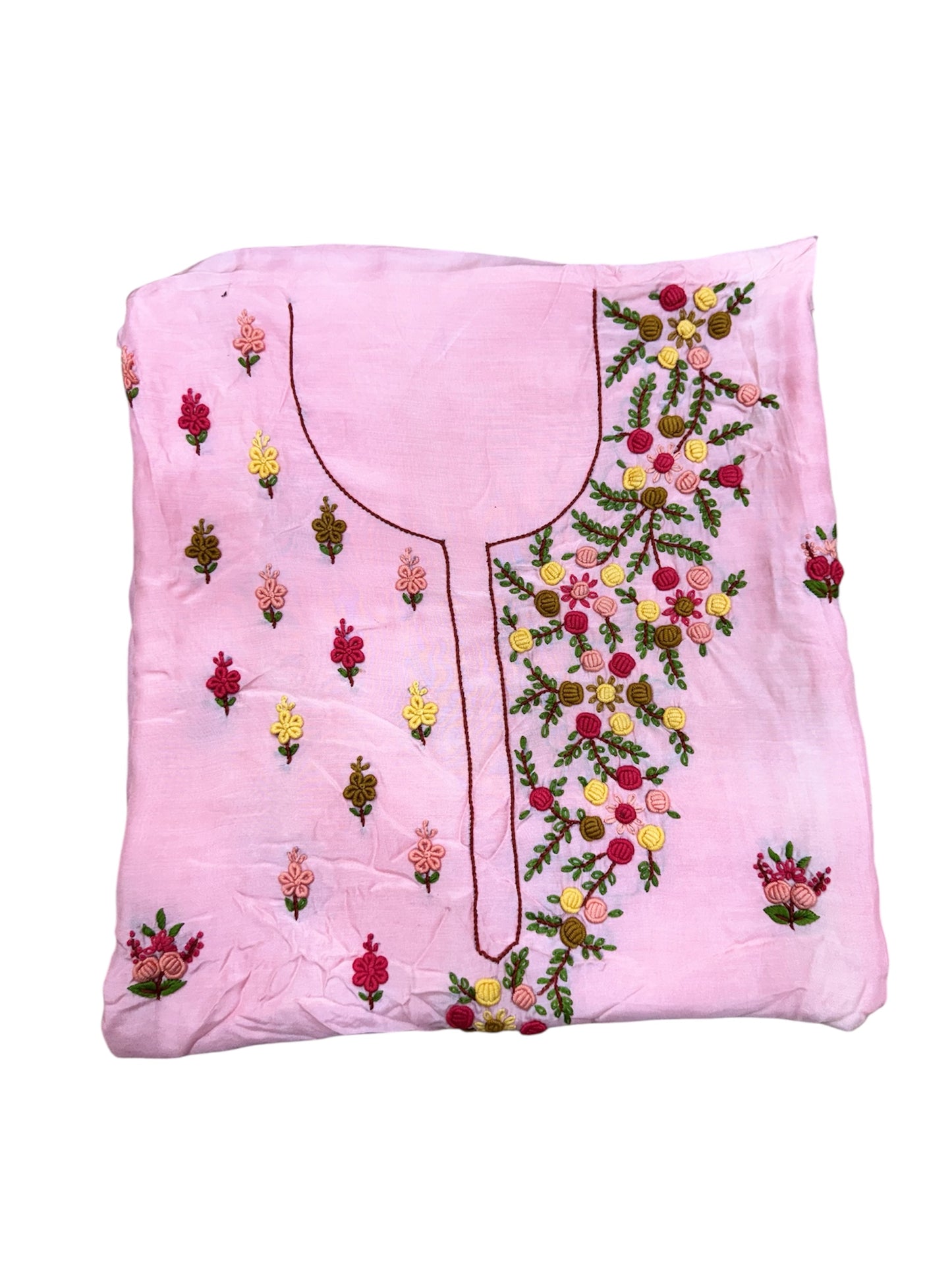 Pink Multicolored Floral Embroidered Kurti (2.5 Meter)