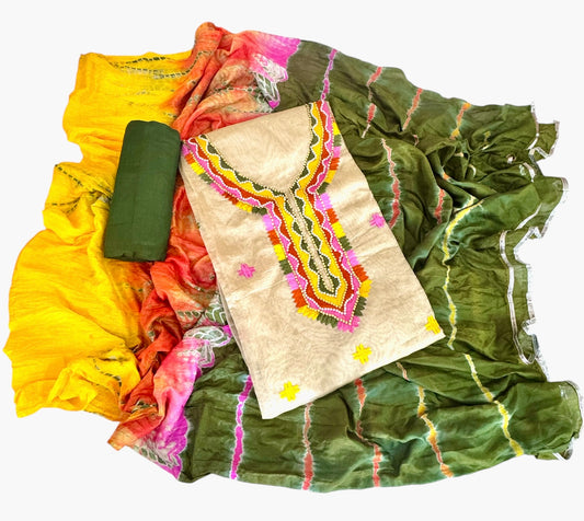 Zara Tie and Dye Dupatta With handwork suit