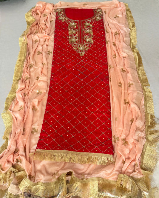 Handworked Silk Suit Set with Dupatta - Karwa Chauth Special