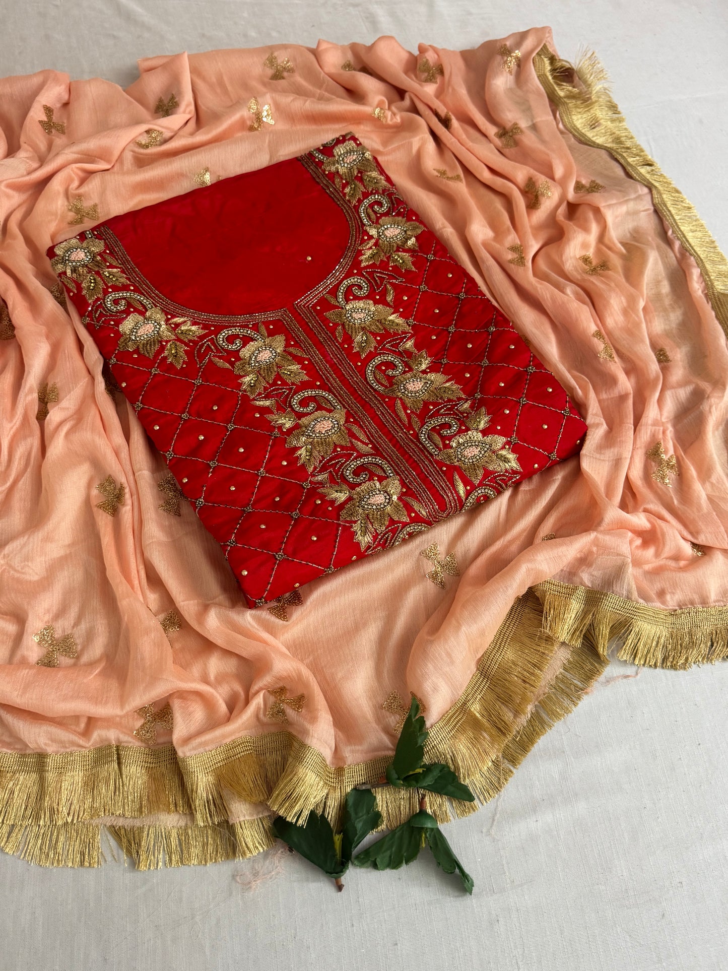Handworked Silk Suit Set with Dupatta - Karwa Chauth Special