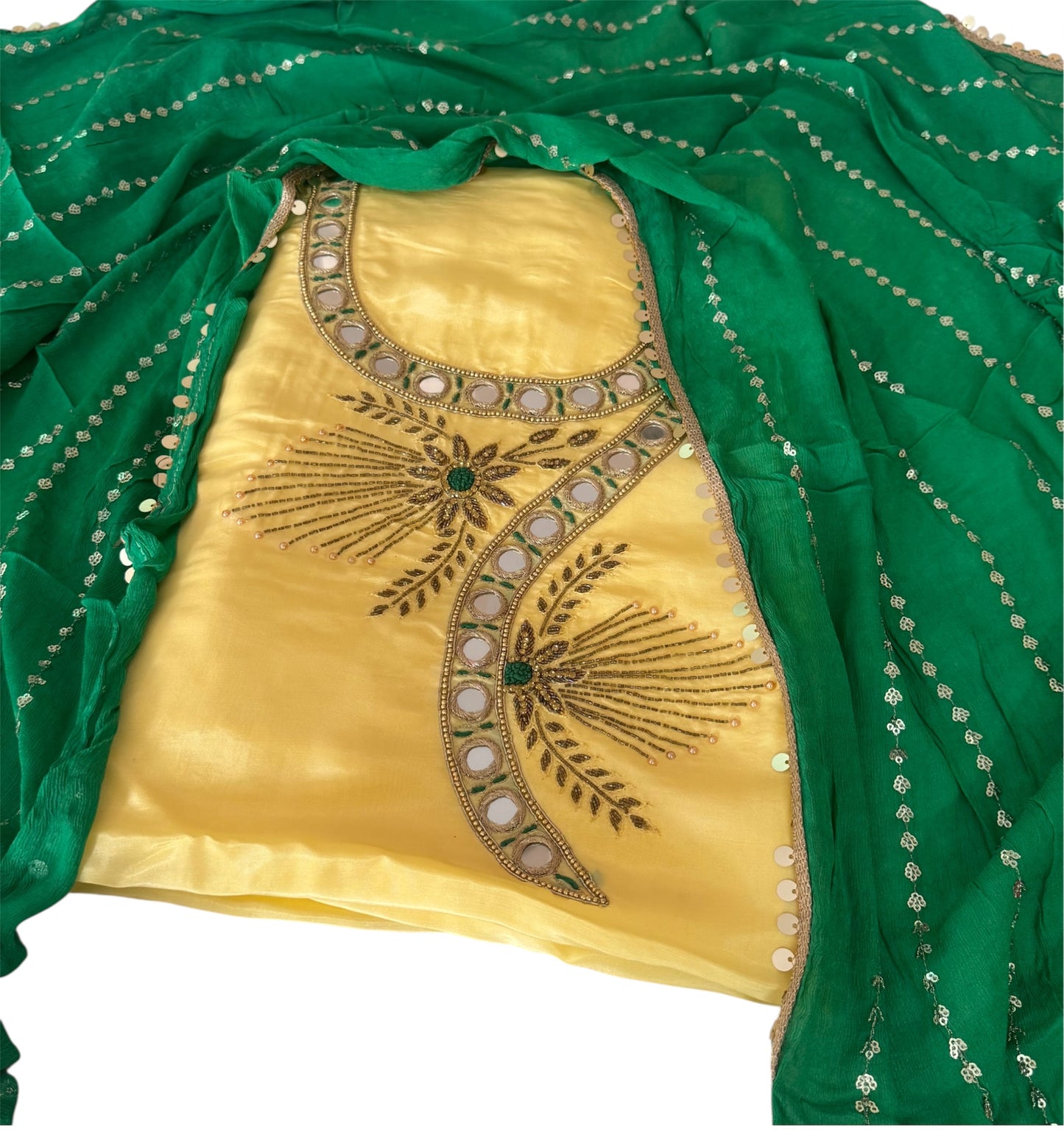 Handcrafted Mirror Work Embroidered Suit with Dupatta