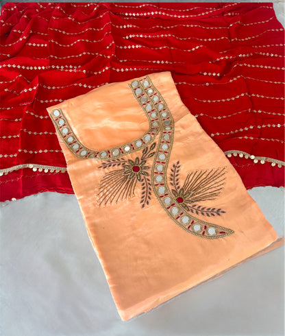 Handcrafted Mirror Work Embroidered Suit with Dupatta
