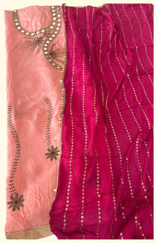 Handcrafted Mirror Work Embroidered Suit with Dupatta