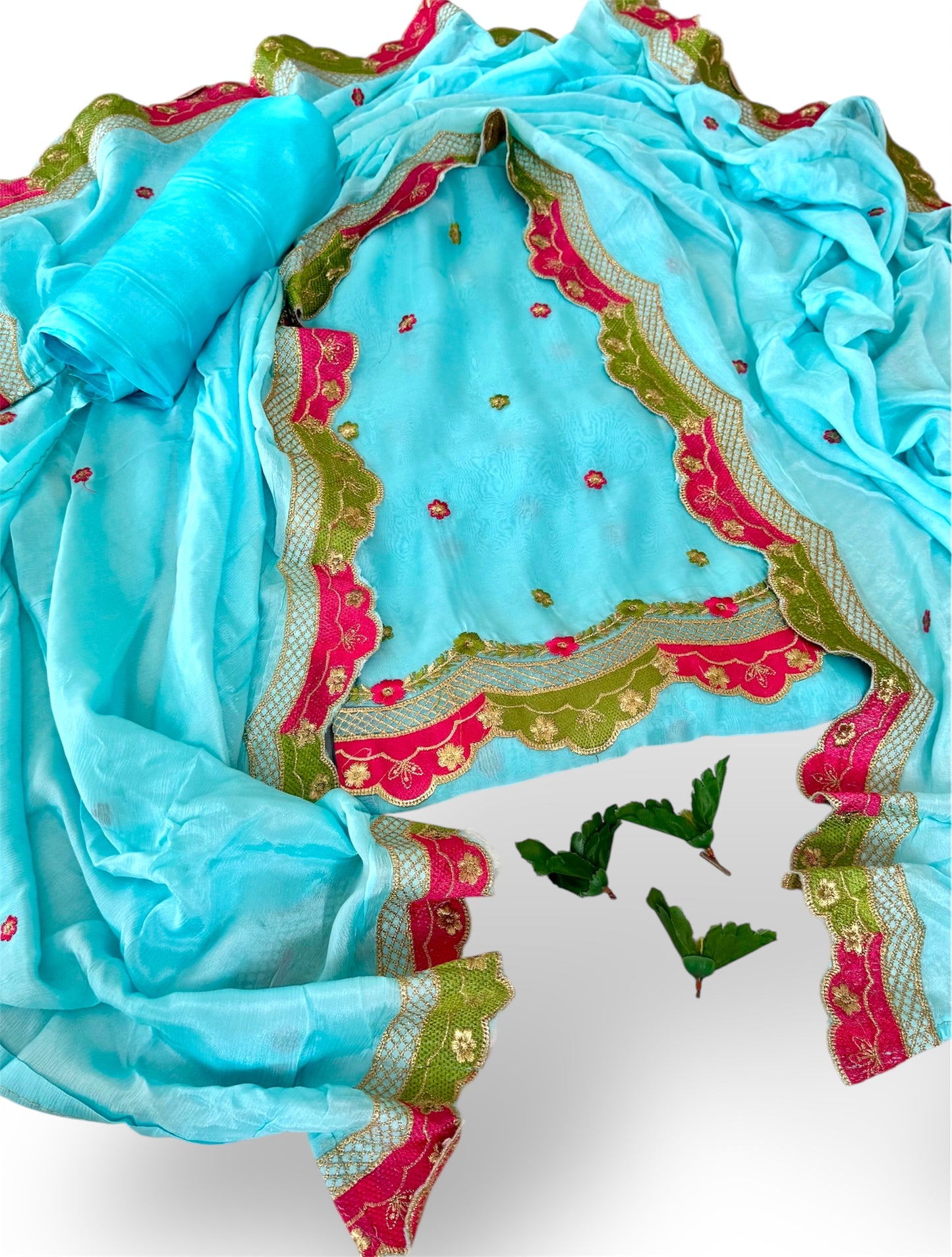 Karwa Chauth Special Organza Suit with Handwork & Cutwork Dupatta