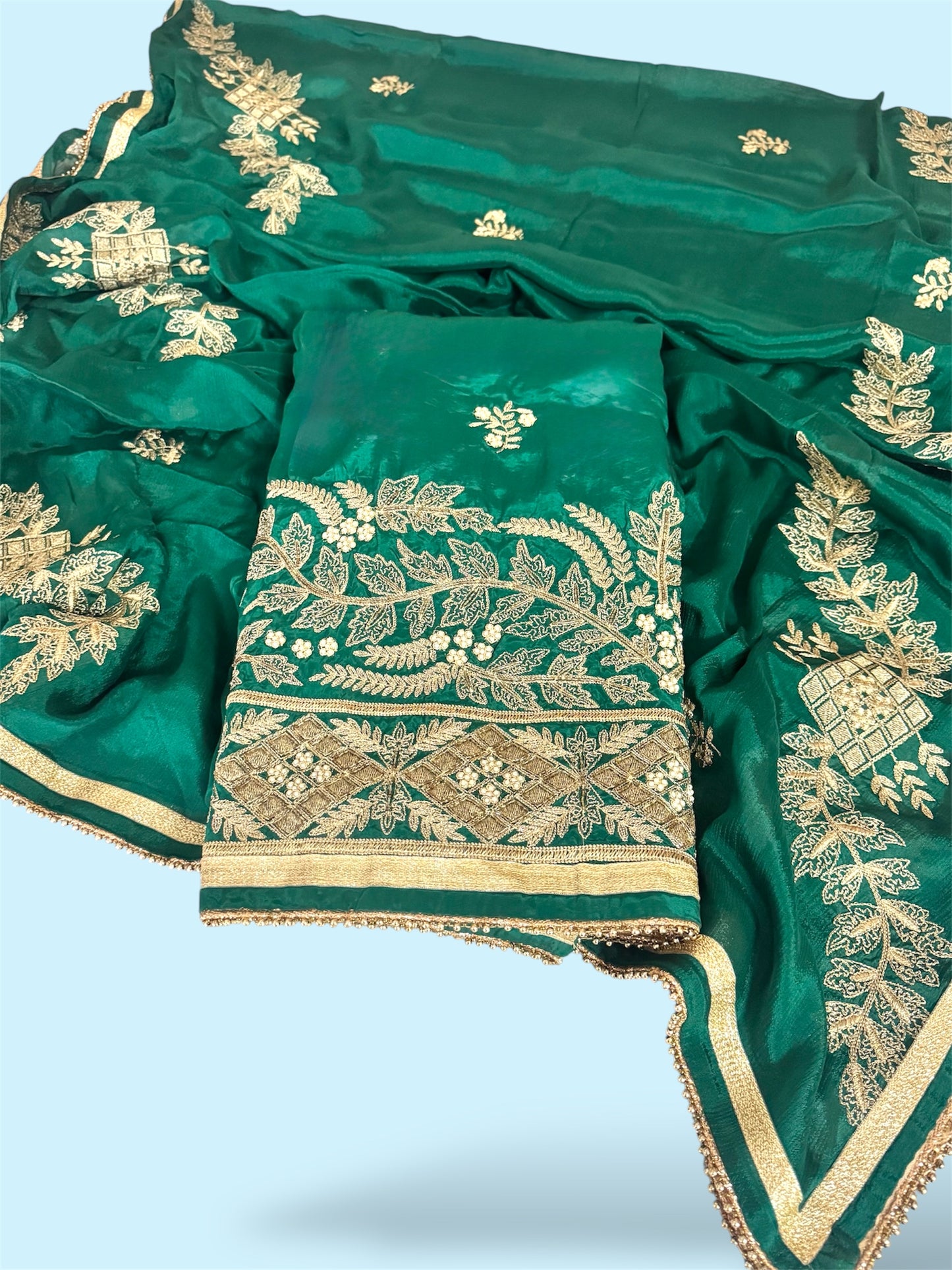 Karwa Chauth Special Green Embroidered Suit Set