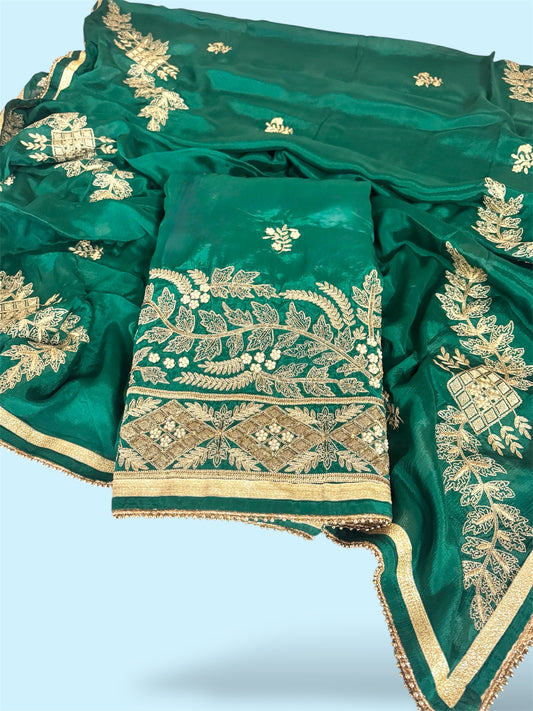 Karwa Chauth Special Green Embroidered Suit Set