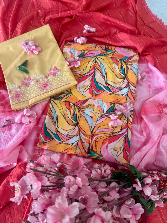 Printed cotton- Bottom Thread work