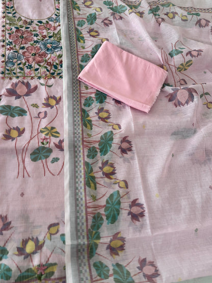 Khadi Cotton Thread work Embroidery Suit set